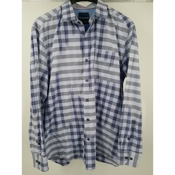 Tommy Bahama Mens Large Long Sleeve Button Up Striped Plaid Shirt - Picture 2 of 6